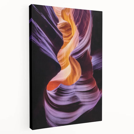 Stretched canvas artwork showcasing a vibrant landscape of canyons in rich earth tones, ideal for enhancing home decor. The piece captures the serene beauty of nature, making it a perfect addition to any art collection.