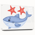 Smiling Shark and Starfish - Boys Room Wall Art Kids Wall Art Prints
