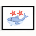 Smiling Shark and Starfish - Boys Room Wall Art Kids Wall Art Prints