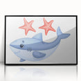 Smiling Shark and Starfish - Boys Room Wall Art Kids Wall Art Prints