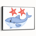 Smiling Shark and Starfish - Boys Room Wall Art Kids Wall Art Prints