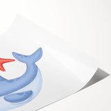 Smiling Shark and Starfish - Boys Room Wall Art Kids Wall Art Prints