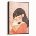 Girl and Cat Hug Nursery Wall Art – Kids Room & Baby Decor