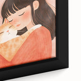 Girl and Cat Hug Nursery Wall Art – Kids Room & Baby Decor