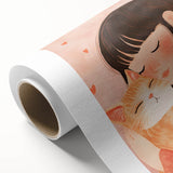 Girl and Cat Hug Nursery Wall Art – Kids Room & Baby Decor