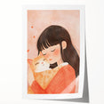 Girl and Cat Hug Nursery Wall Art – Kids Room & Baby Decor