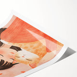 Girl and Cat Hug Nursery Wall Art – Kids Room & Baby Decor