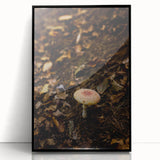 Large abstract wall art depicting autumnal trees in orange and red hues on a black acrylic framed print.