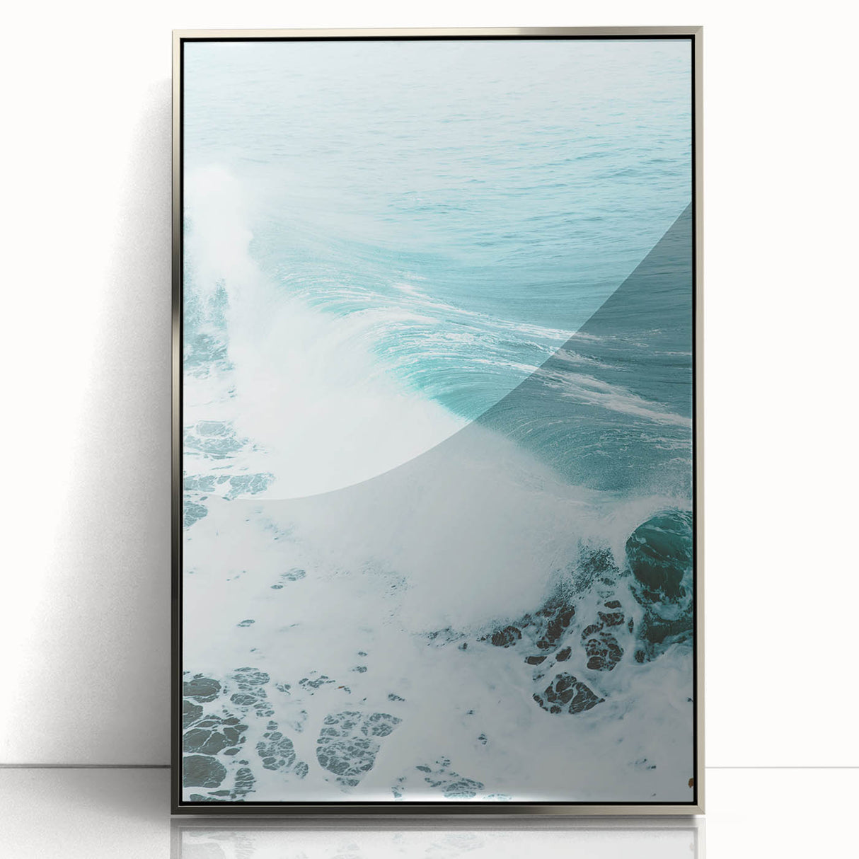 Mid-century modernist art depicting a vibrant summer scene in acrylic, framed in silver, ideal for nursery wall decor.