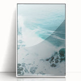 Art deco poster featuring a vibrant summer scene in acrylic on a white framed canvas, ideal for nursery wall decor.