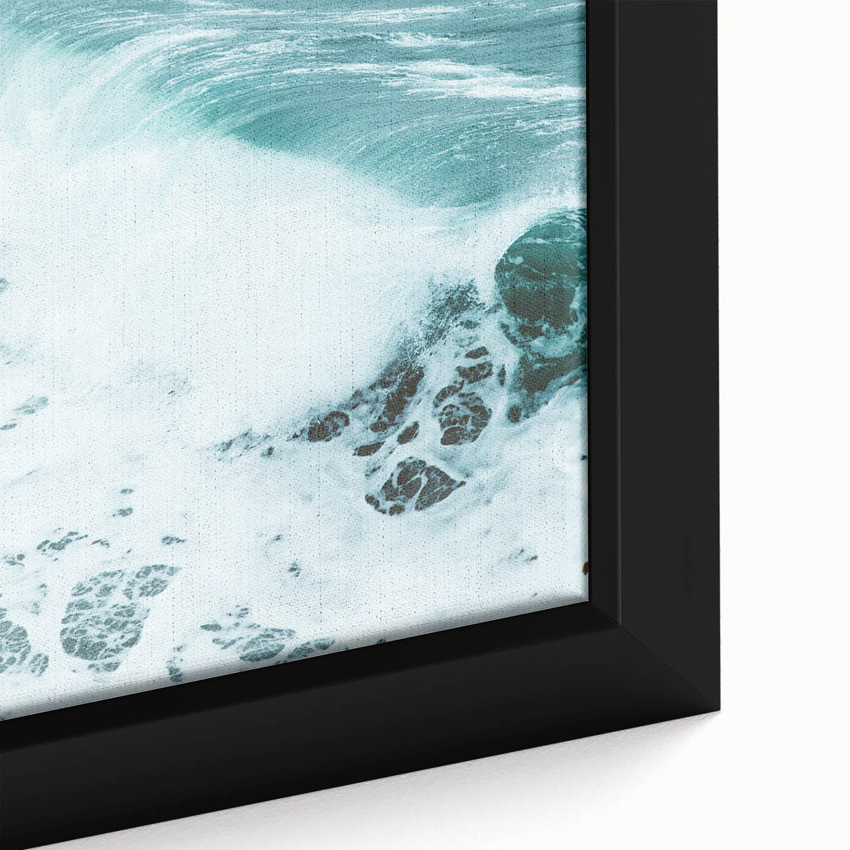 Extra large framed canvas featuring textured, colorful art with a black background, ideal for living room decor.