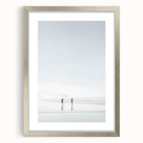 Textured abstract art print in cool gray and white tones on a framed canvas, suitable for bedroom art.