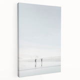 Large abstract painting on stretched canvas featuring vibrant orange and blue tones, suitable for kitchen wall art.