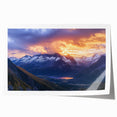 Vibrant rolled canvas print showcasing a stunning coastal landscape with dramatic cliffs and blue ocean waves, packaged securely in a protective cardboard tube for safe shipping.