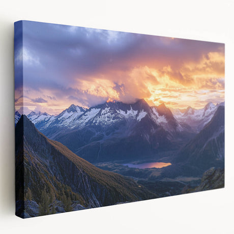 Stretched canvas artwork depicting a dramatic cliff landscape with vibrant colors and intricate details, ideal for enhancing home decor and art collections.