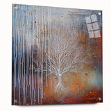 Mystical Tree Wall Art - Textured Abstract Dining Room Canvas