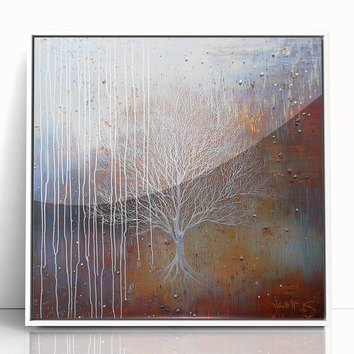 Mystical Tree Wall Art - Textured Abstract Dining Room Canvas