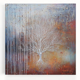 Mystical Tree Wall Art - Textured Abstract Dining Room Canvas