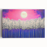 Modern Office Wall Art – Vibrant Moonlit Forest Canvas
