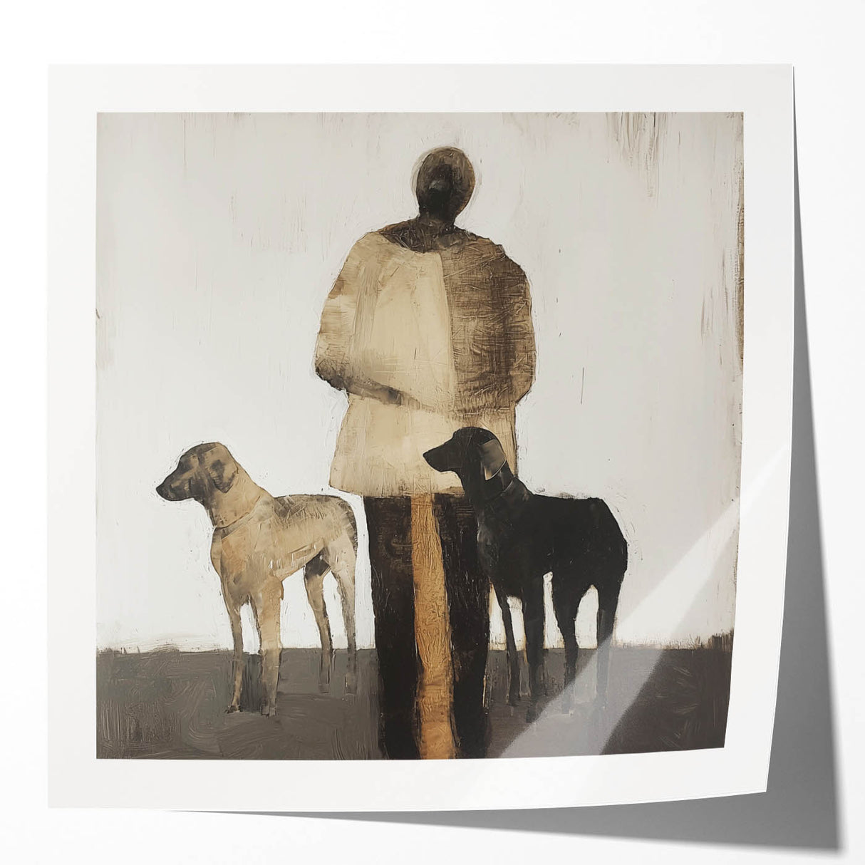 Abstract figurative art print mockup featuring glossy textures in vibrant colors, displayed against a minimalistic background, ideal for modern home decor.