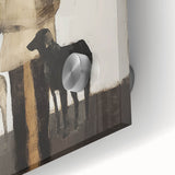 Close-up view of an abstract figurative acrylic painting on glass, showcasing vibrant colors and fluid shapes, perfect for modern home decor or artistic display.