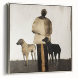 Framed abstract figurative canvas art showcasing a silver frame, highlighting intricate patterns and textures, perfect for modern home decor or artistic spaces.