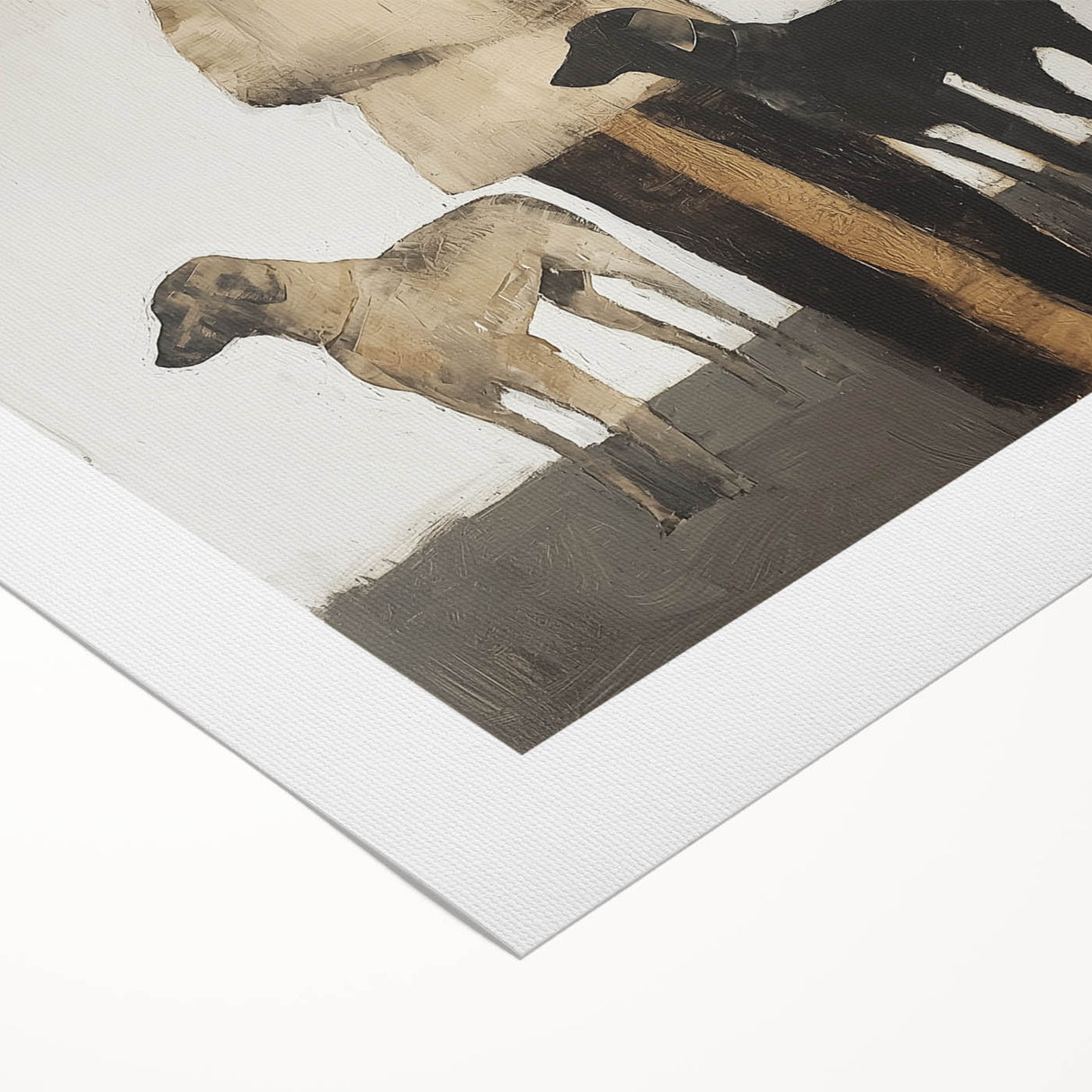 Abstract figurative rolled canvas artwork showcasing vibrant colors and unique shapes, perfect for modern decor. Packaged securely in a cardboard tube for safe delivery.