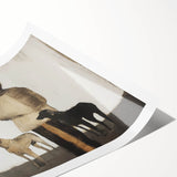 Abstract figurative wall art print featuring vibrant colors and dynamic shapes, elegantly rolled and ready for display, showcasing a modern artistic style.