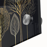 Close-up of abstract floral wall art featuring vibrant colors and intricate details, printed on acrylic glass, enhancing modern decor with elegance.