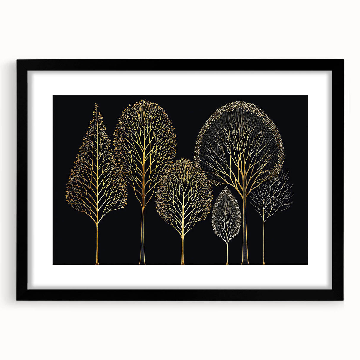 Abstract floral wall art framed in black with a white mat, showcasing vibrant colors and intricate designs, perfect for enhancing modern home decor.