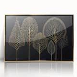 Framed wall art featuring vibrant abstract florals in gold and pastel hues, set against a sleek acrylic backdrop, perfect for modern home decor.