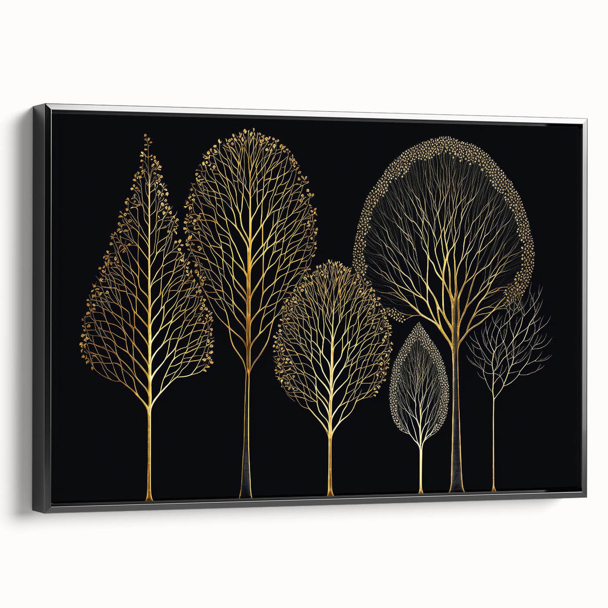Framed canvas wall art showcasing abstract floral designs in vibrant colors, featuring a sleek black frame. Perfect for modern home decor or artistic accent pieces.
