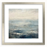 Abstract landscape wall art framed in silver with a mat, showcasing vibrant colors and fluid shapes, perfect for modern home decor or artistic spaces.