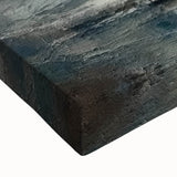 Close-up of abstract landscape wall art on stretched canvas, showcasing vibrant colors and textured details, perfect for modern home decor.