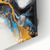 Fluid Acrylic Wall Decor – Gold Stream over Blue Abstraction