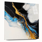 Fluid Acrylic Wall Decor – Gold Stream over Blue Abstraction