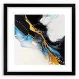 Fluid Acrylic Wall Decor – Gold Stream over Blue Abstraction