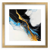 Fluid Acrylic Wall Decor – Gold Stream over Blue Abstraction