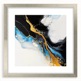 Fluid Acrylic Wall Decor – Gold Stream over Blue Abstraction