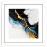 Fluid Acrylic Wall Decor – Gold Stream over Blue Abstraction