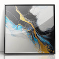 Fluid Acrylic Wall Decor – Gold Stream over Blue Abstraction