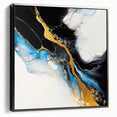 Fluid Acrylic Wall Decor – Gold Stream over Blue Abstraction