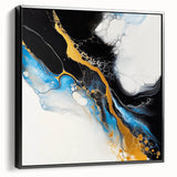 Fluid Acrylic Wall Decor – Gold Stream over Blue Abstraction
