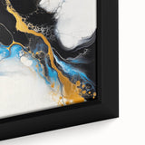 Fluid Acrylic Wall Decor – Gold Stream over Blue Abstraction