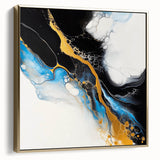 Fluid Acrylic Wall Decor – Gold Stream over Blue Abstraction
