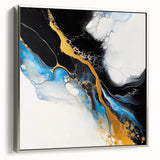 Fluid Acrylic Wall Decor – Gold Stream over Blue Abstraction