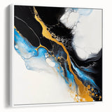 Fluid Acrylic Wall Decor – Gold Stream over Blue Abstraction