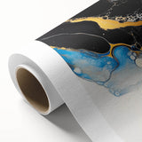 Fluid Acrylic Wall Decor – Gold Stream over Blue Abstraction