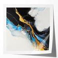 Fluid Acrylic Wall Decor – Gold Stream over Blue Abstraction