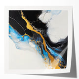 Fluid Acrylic Wall Decor – Gold Stream over Blue Abstraction